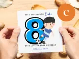 Personalised 8th birthday card  son grandson nephew godson football