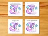 Personalised 8th birthday card rainbow pastel balloons daughter granddaughter niece