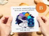 Personalised 8th birthday card son grandson godson nephew space