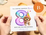 Personalised 8th birthday card special girl daughter granddaughter niece dog