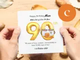 Personalised 90th birthday card teapot mam handmade in ireland