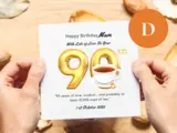 Personalised 90th birthday card teapot mam handmade in ireland