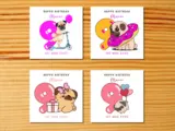 Personalised birthday card girl age 9 cute pug dog
