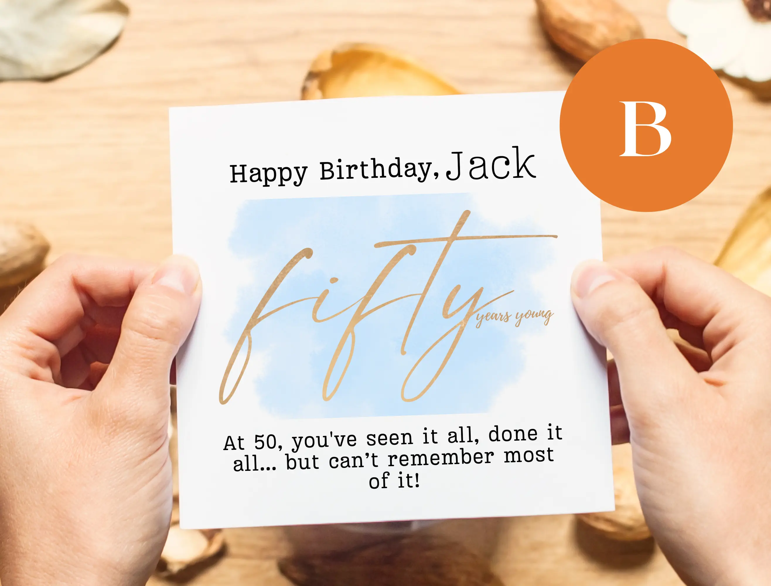 Personalised funny 50th birthday card for him fifty years young