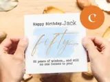 Personalised funny 50th birthday card for him fifty years young