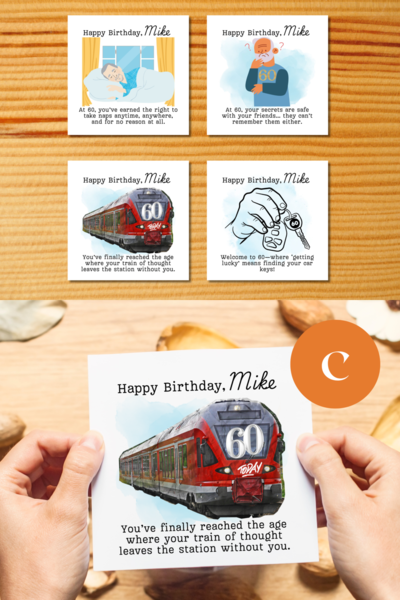 Personalised funny 60th birthday card for him hilarious