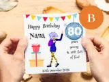 Personalised funny birthday card 80 year old mam nana handmade in ireland