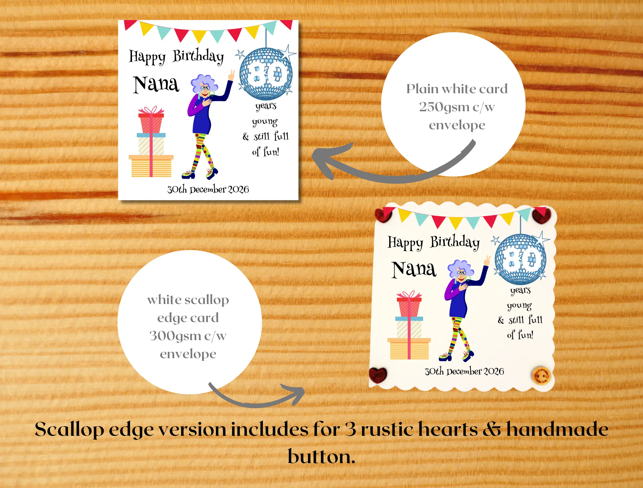 Personalised funny birthday card 80 year old mam nana handmade in ireland