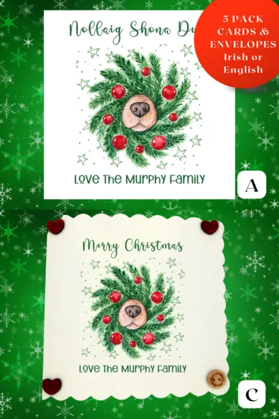 Irish language christmas cards pack of 5 nollaig shona duit