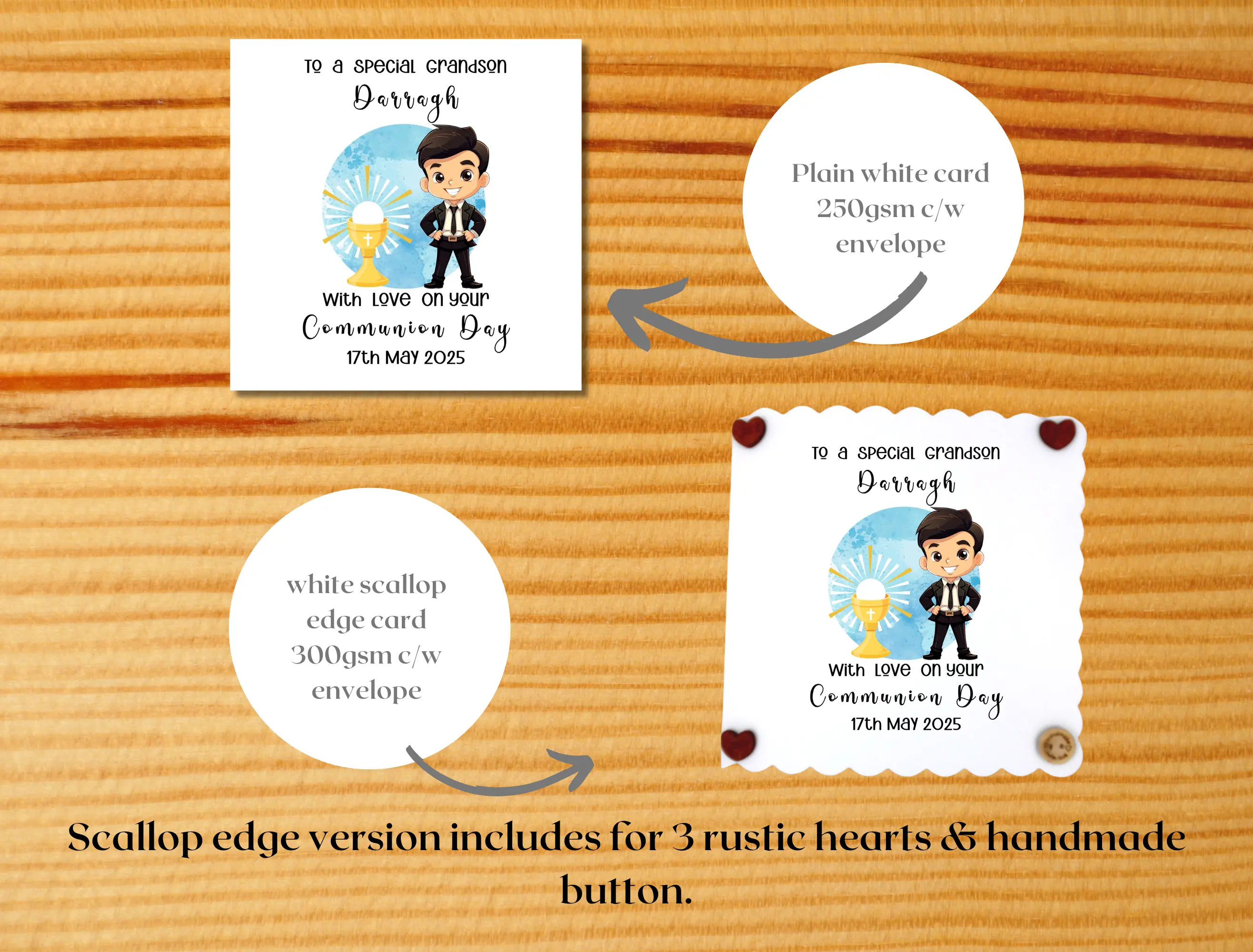 Custom handmade grandson first holy communion card catholic chalice