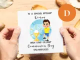 Customised first holy communion card brother catholic football