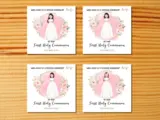 Customised first holy communion card special daughter pink rose floral design
