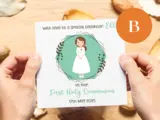 First holy communion card special daughter modern floral design girl communion dress