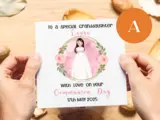 Personalised first holy communion card granddaughter elegant floral watercolour