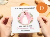 Personalised first holy communion card granddaughter elegant floral watercolour