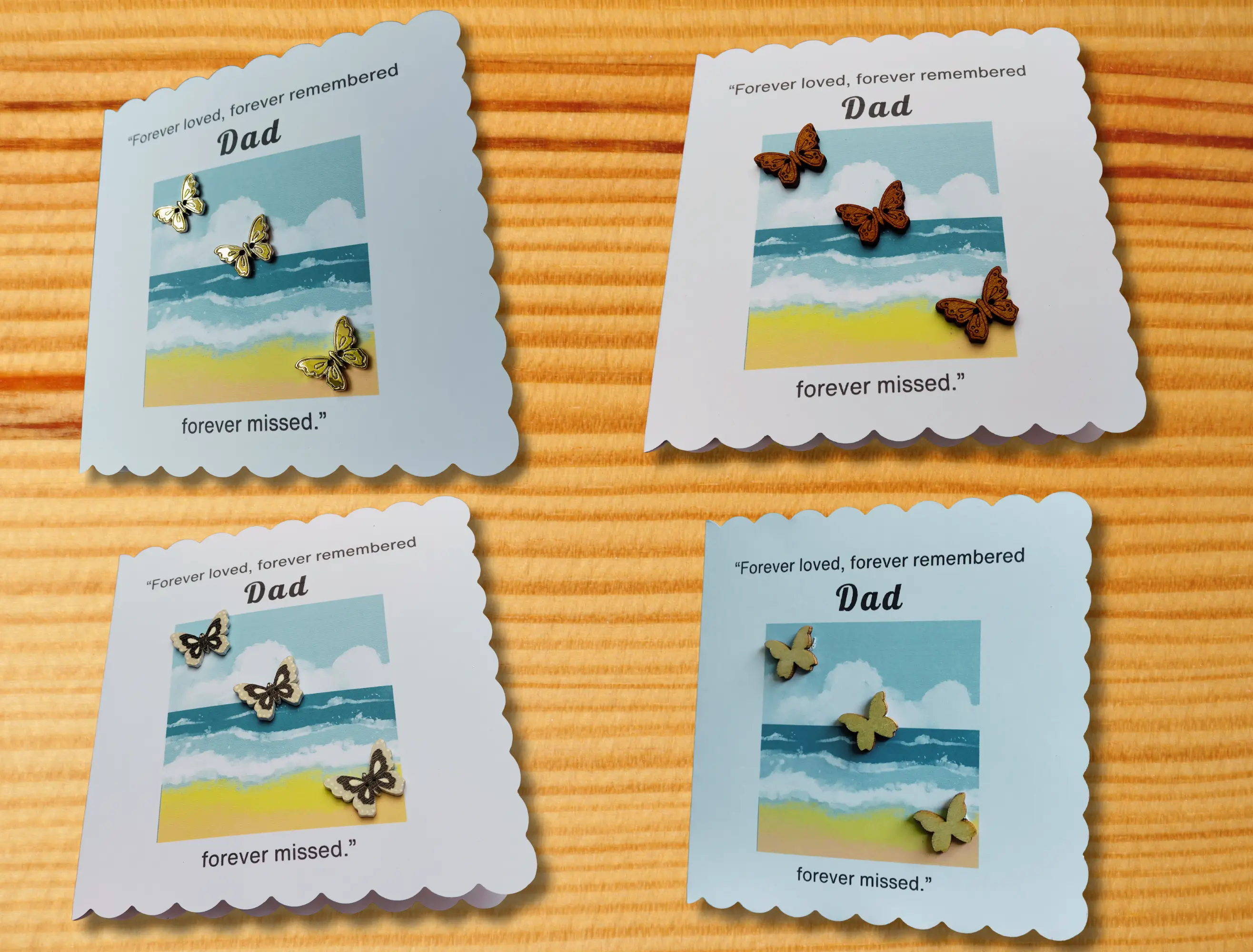 Forever Remembered Dad Memorial Butterfly Card Gold Butterfly