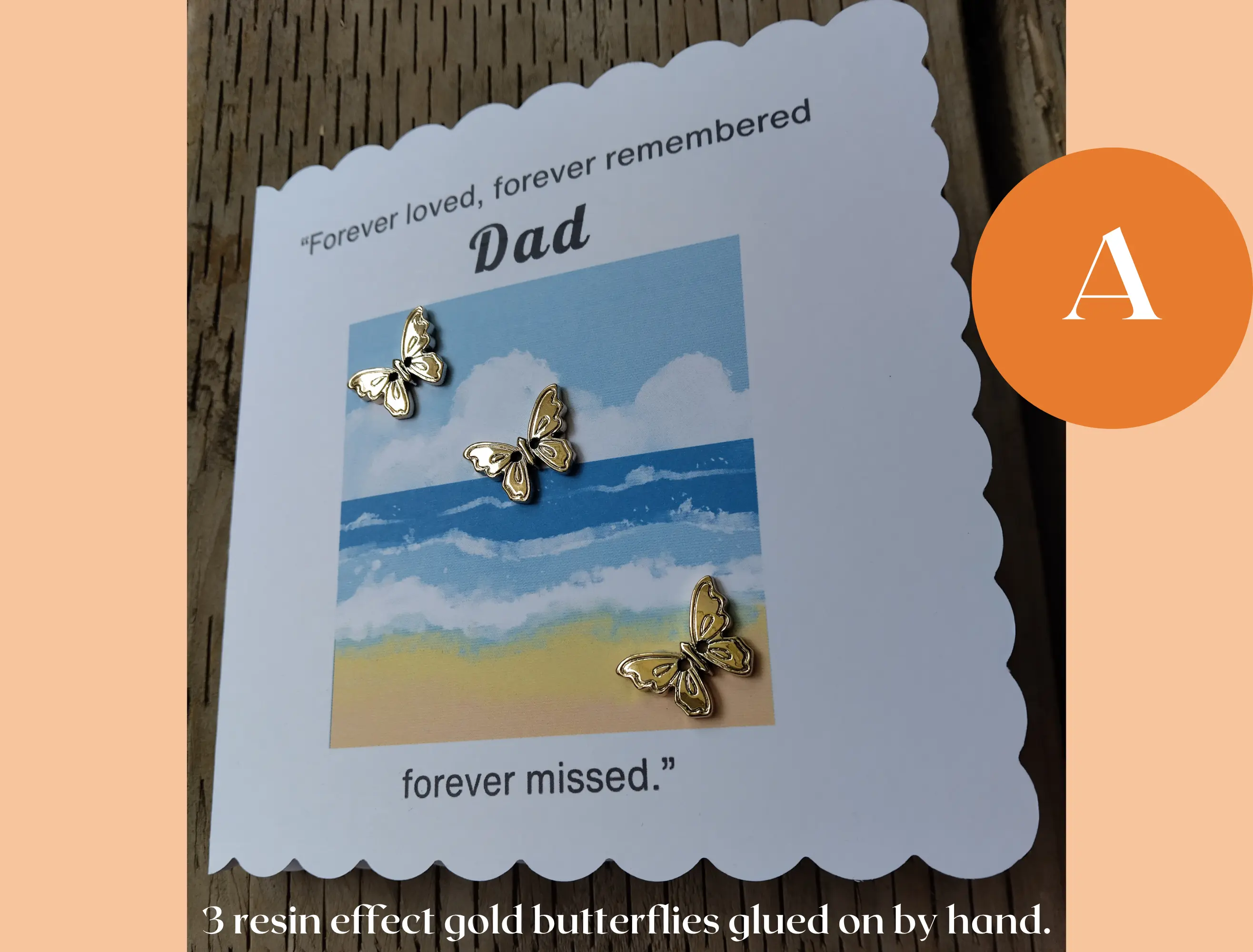Forever Remembered Dad Memorial Butterfly Card Gold Butterfly