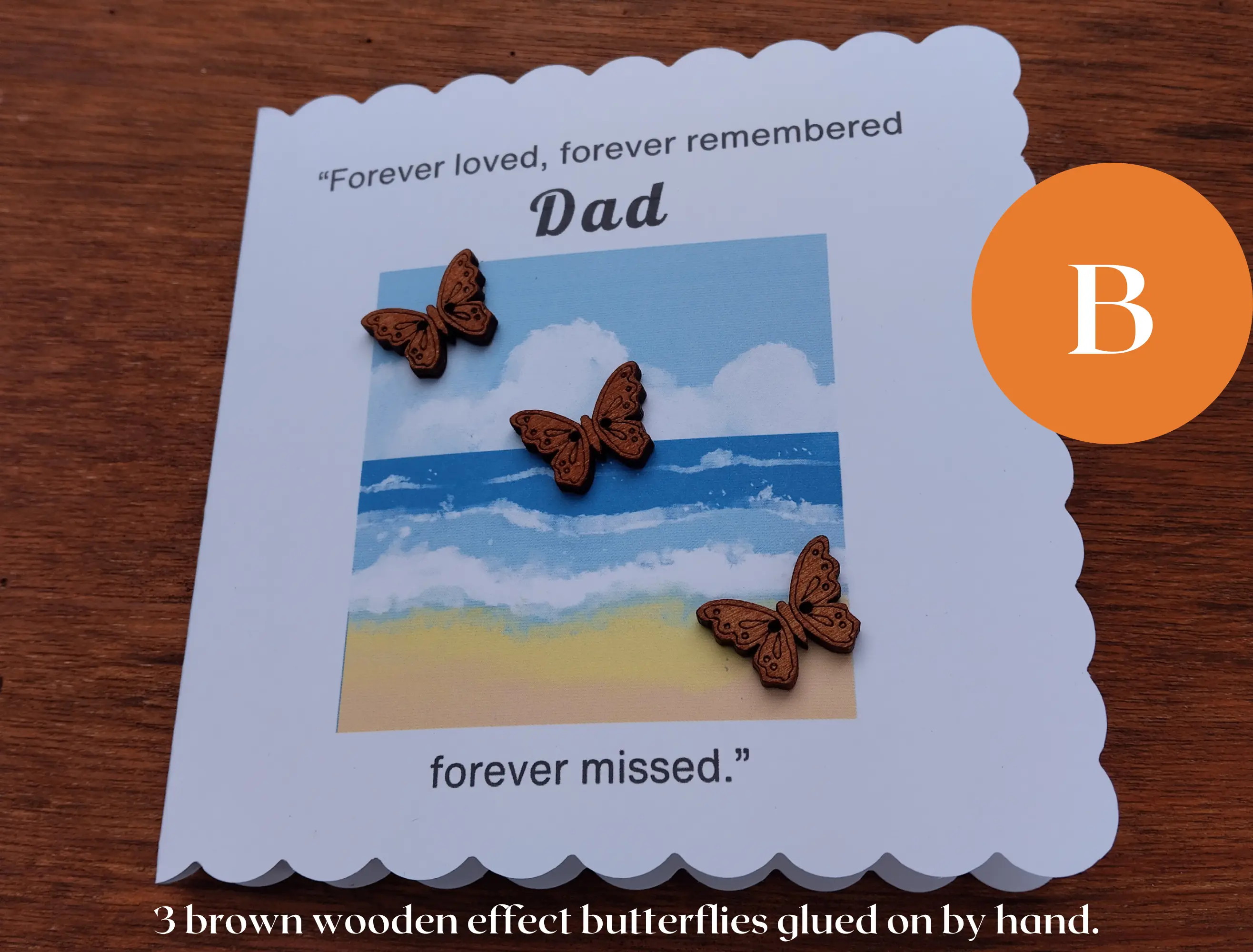 Forever Remembered Dad Memorial Butterfly Card Gold Butterfly