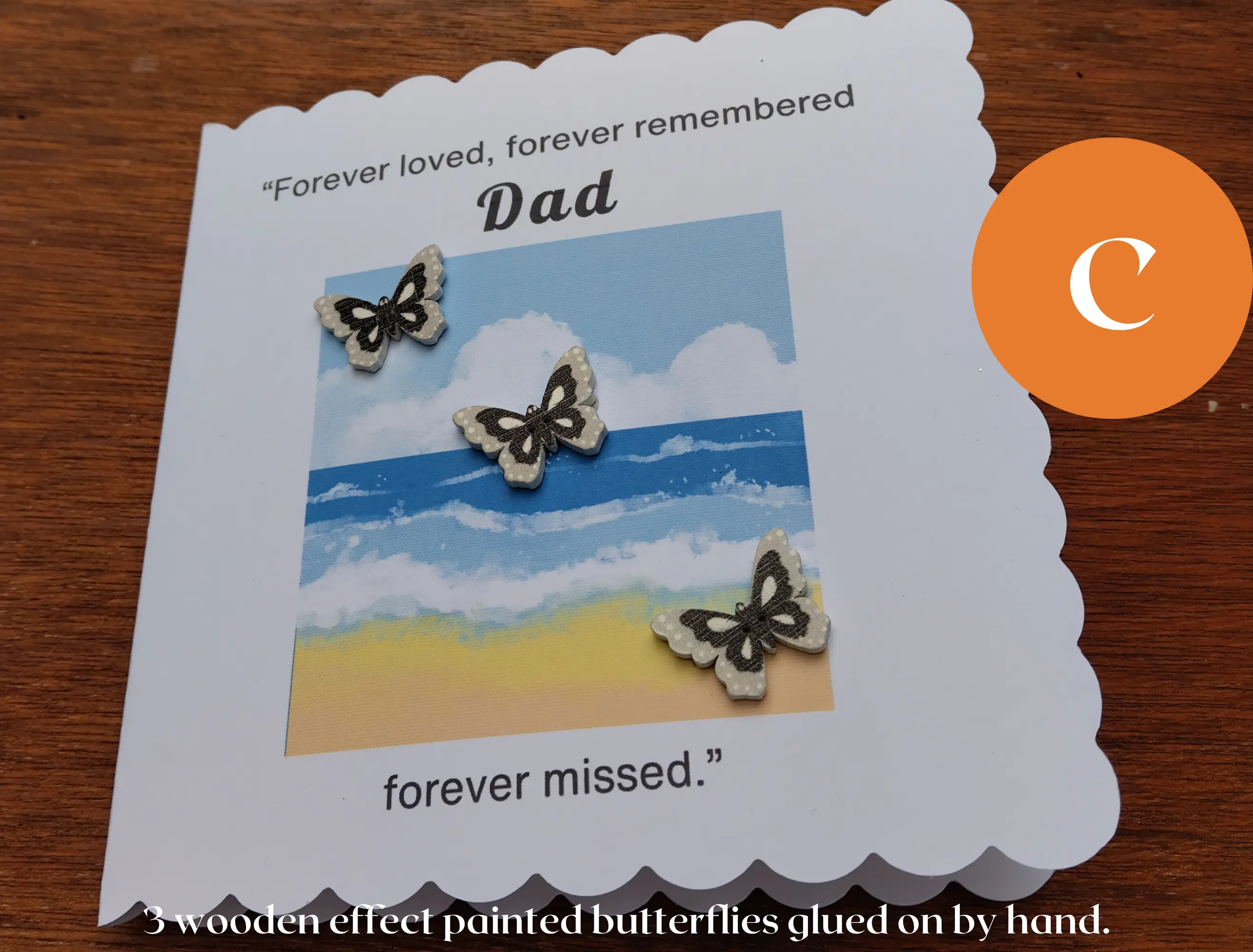 Forever Remembered Dad Memorial Butterfly Card Gold Butterfly