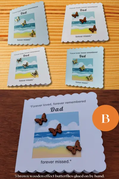 Forever Remembered Dad Memorial Butterfly Card Gold Butterfly