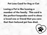 Pet loss sympathy card for dog condolence card