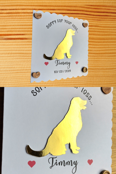 Pet loss sympathy card for dog condolence card