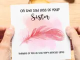 Sorry for your loss sister card sympathy card sister with feather