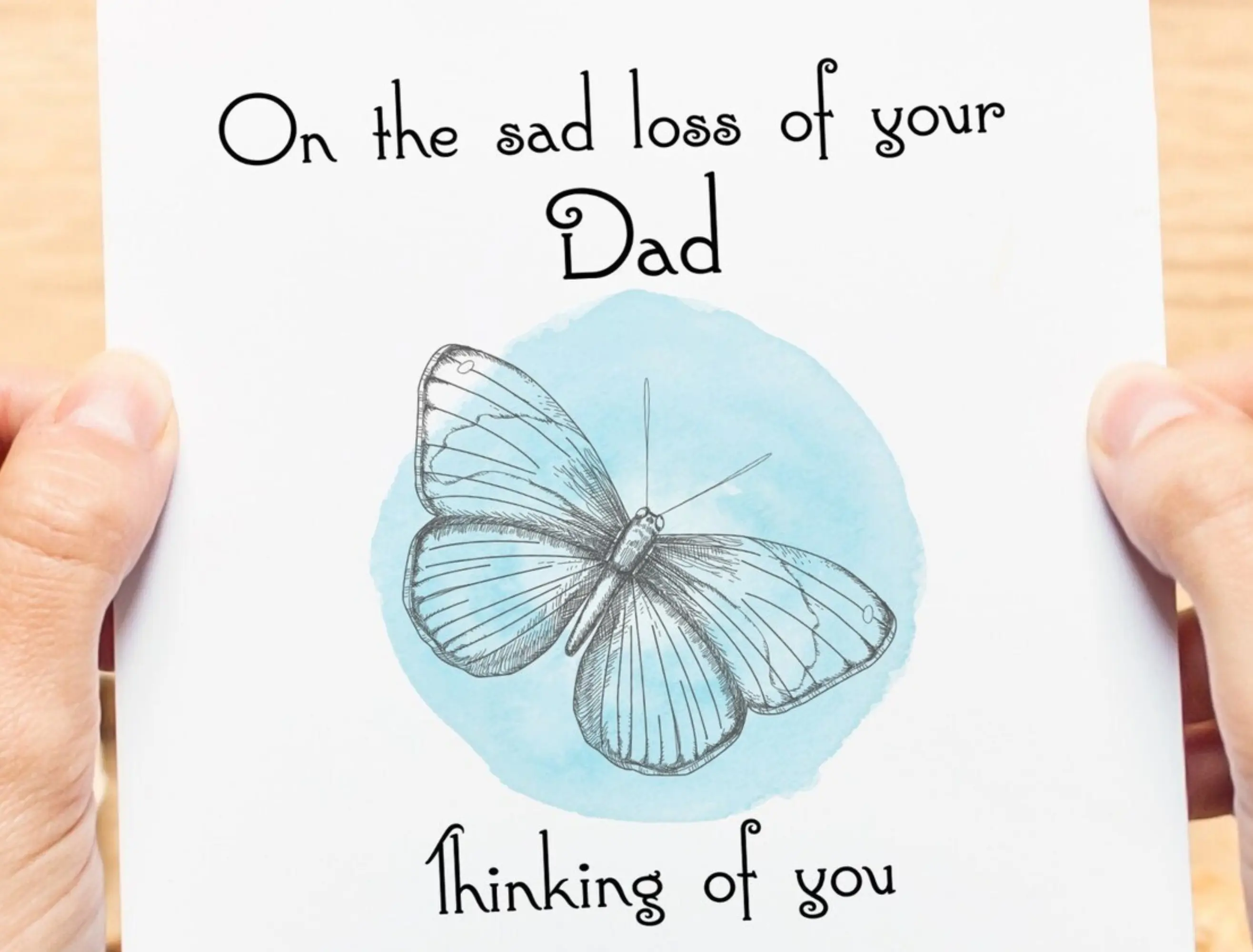 Sympathy card dad blue butterfly simple and elegant