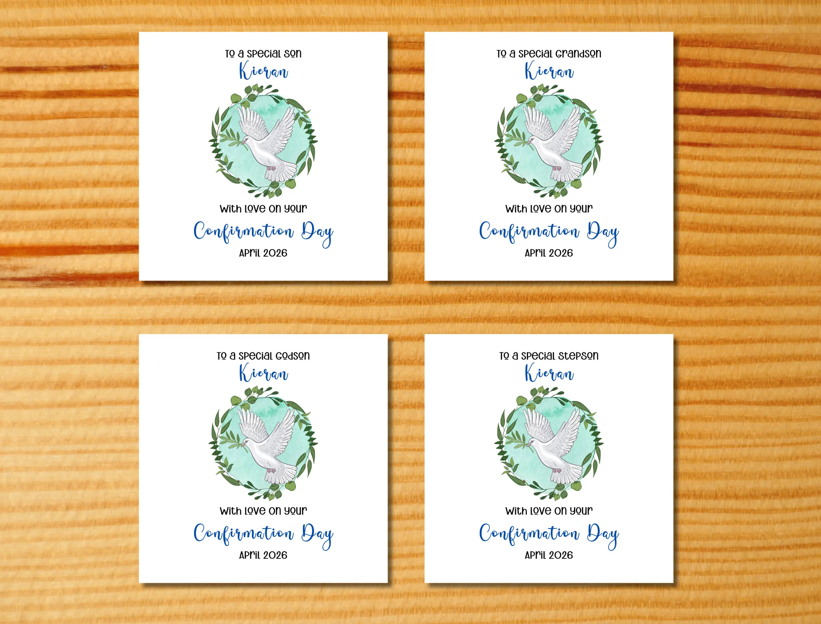 Personalised confirmation card son stepson holy spirit