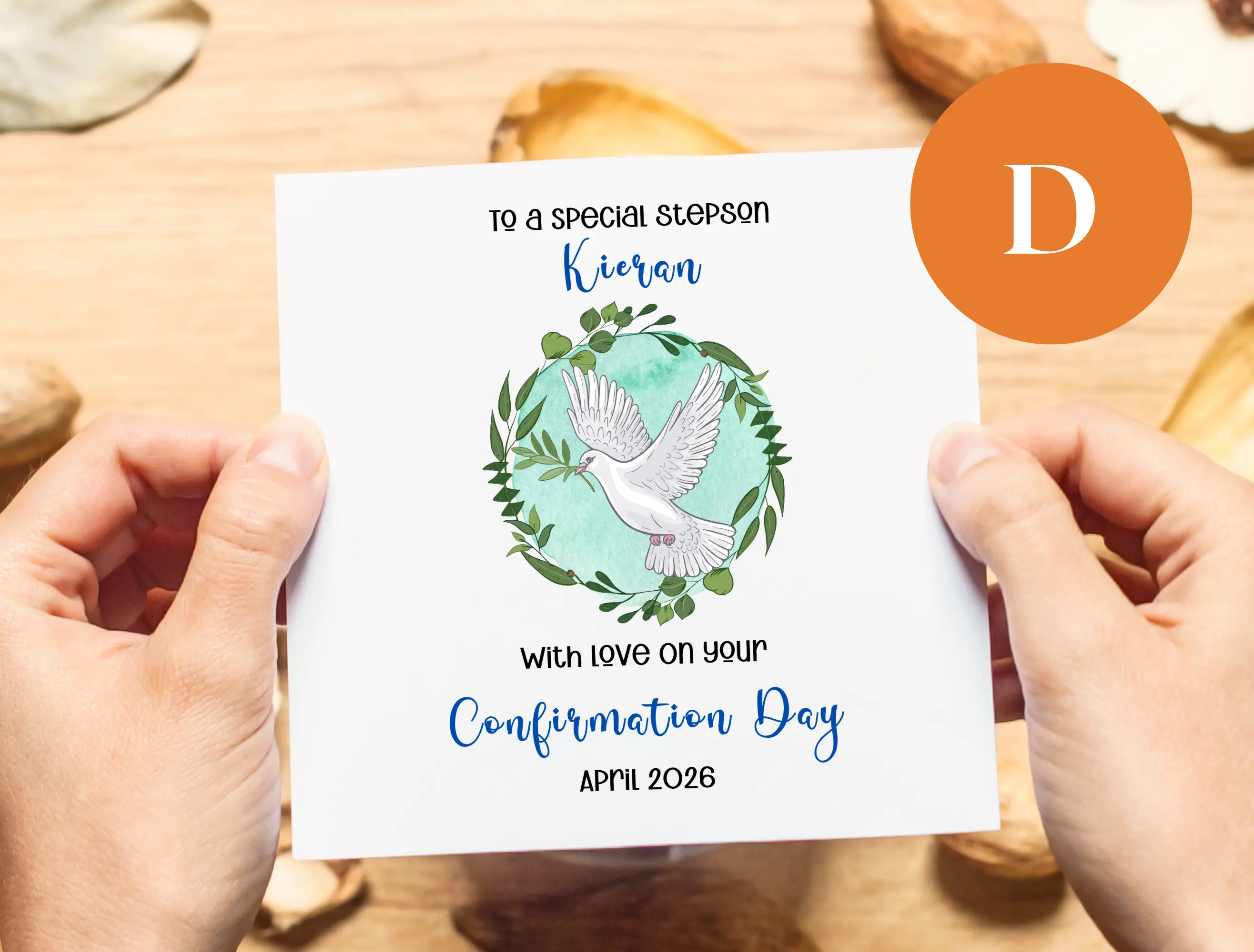 Personalised confirmation card son stepson holy spirit