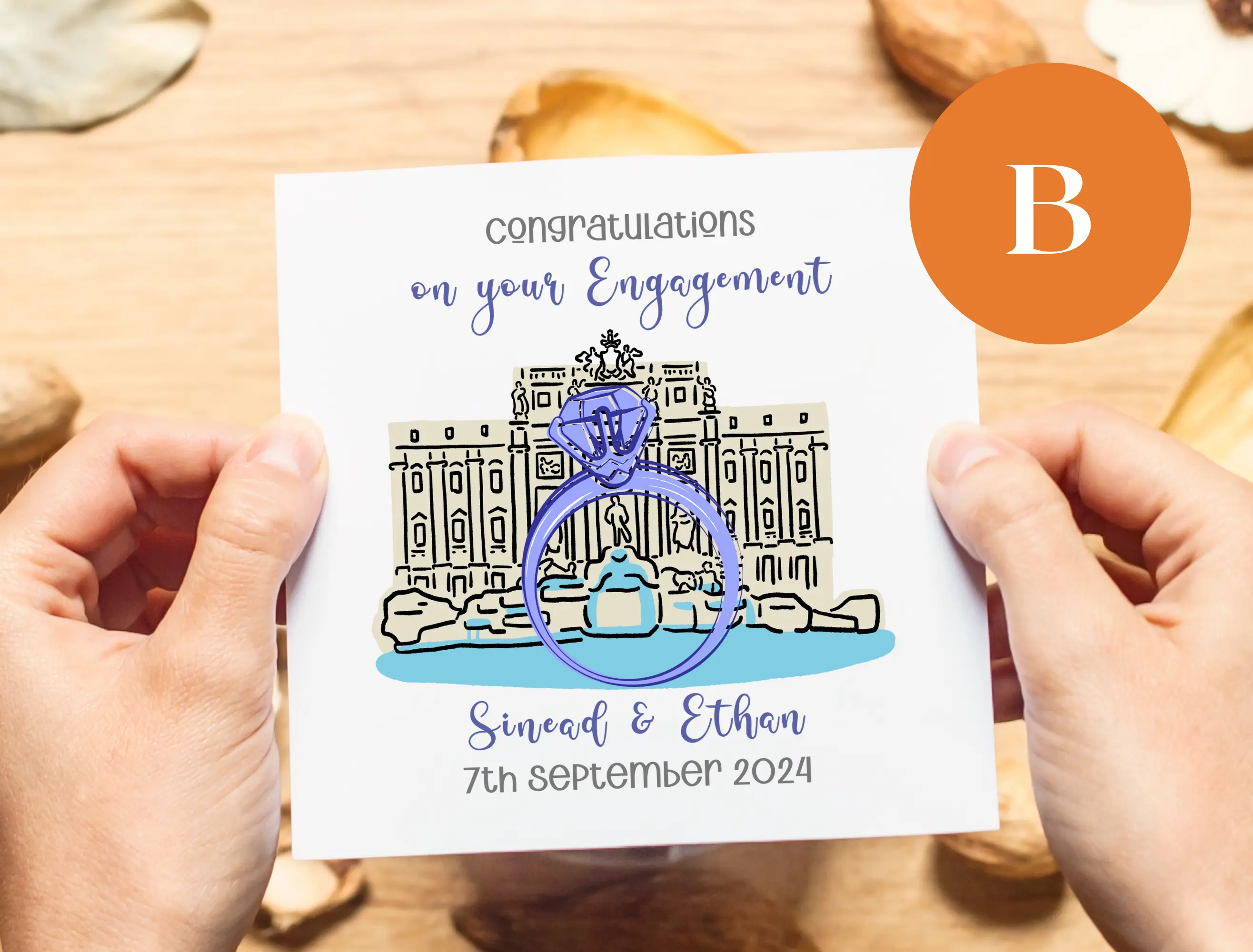 Custom engagement card italy theme