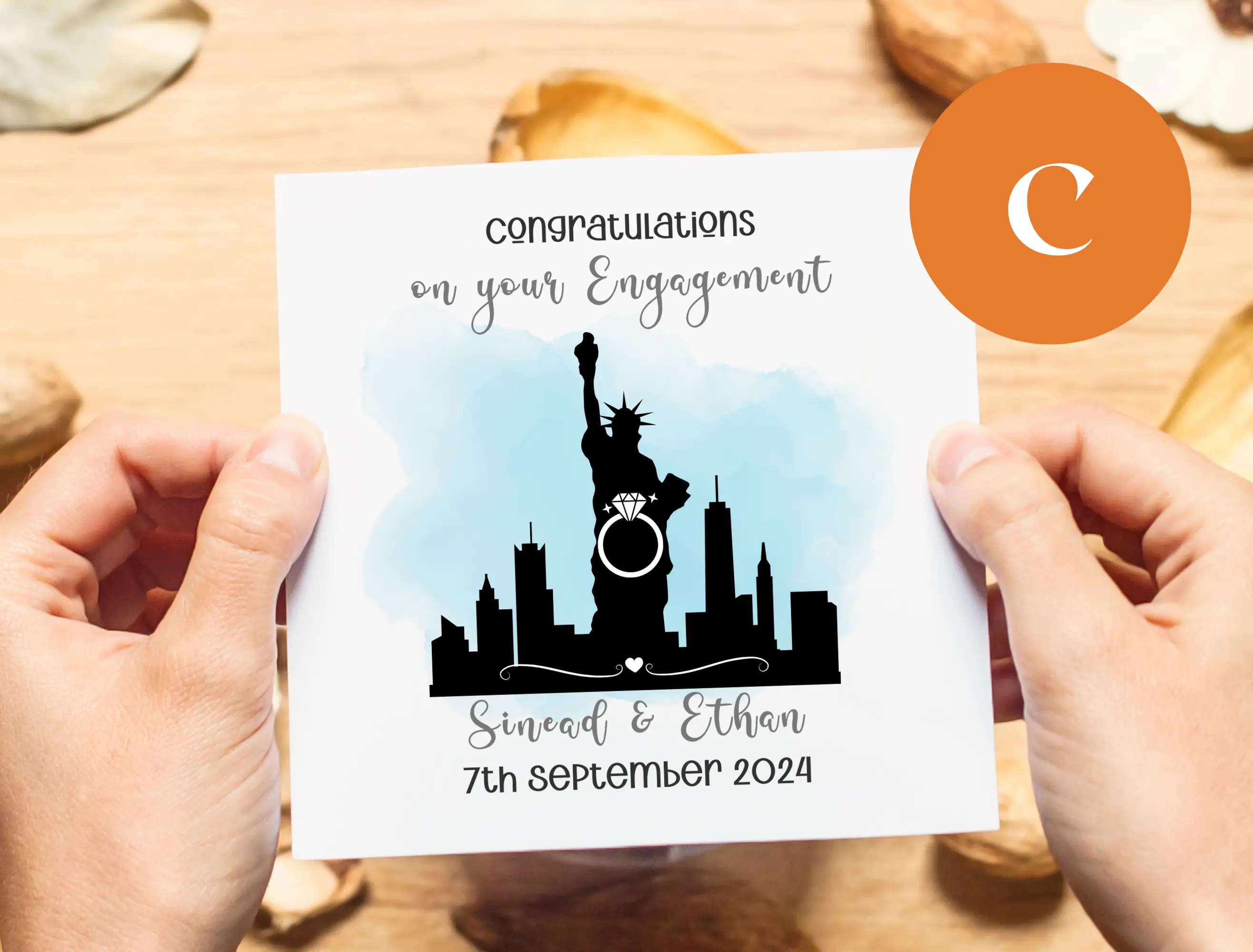 Custom engagement card new york usa theme