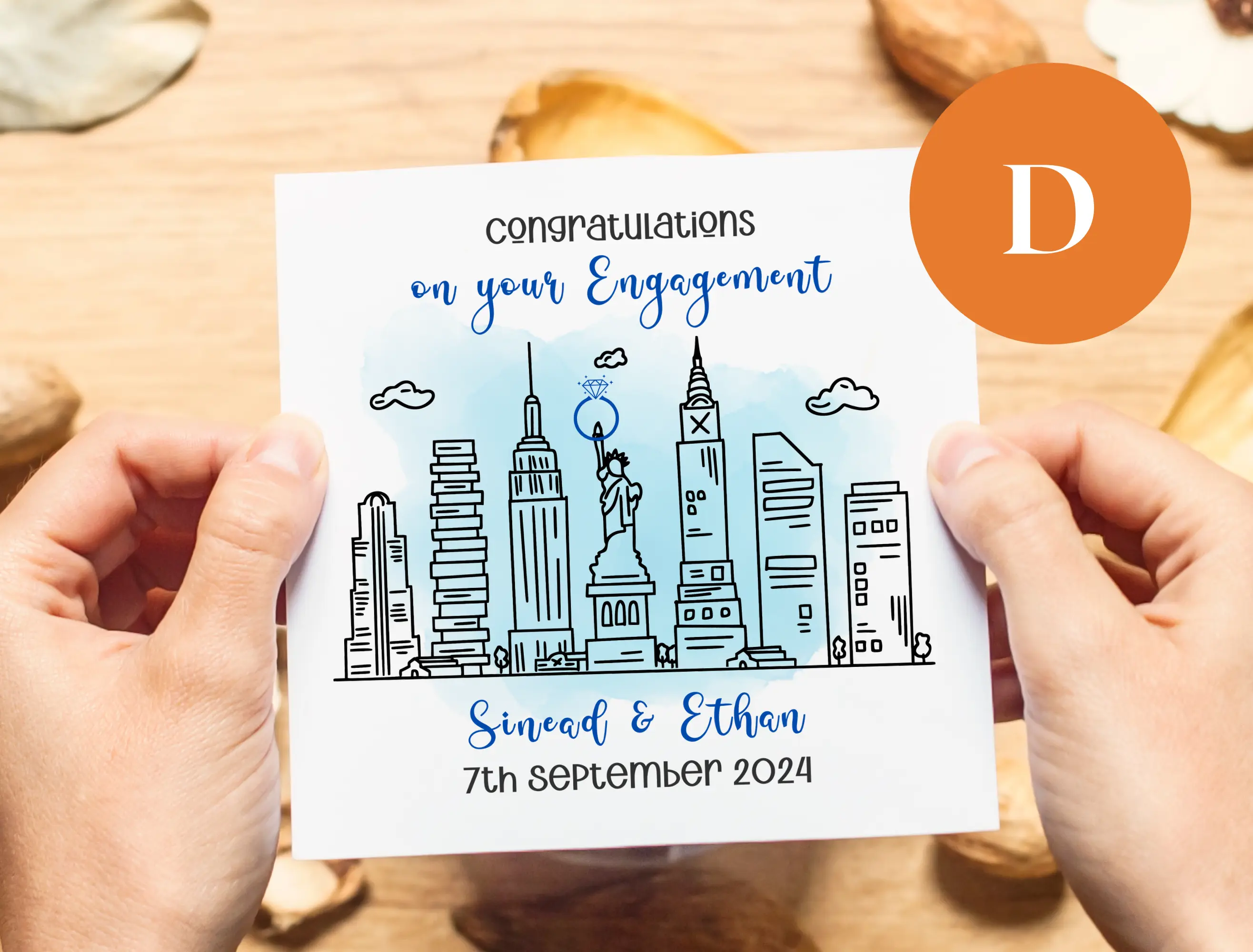 Custom engagement card new york usa theme