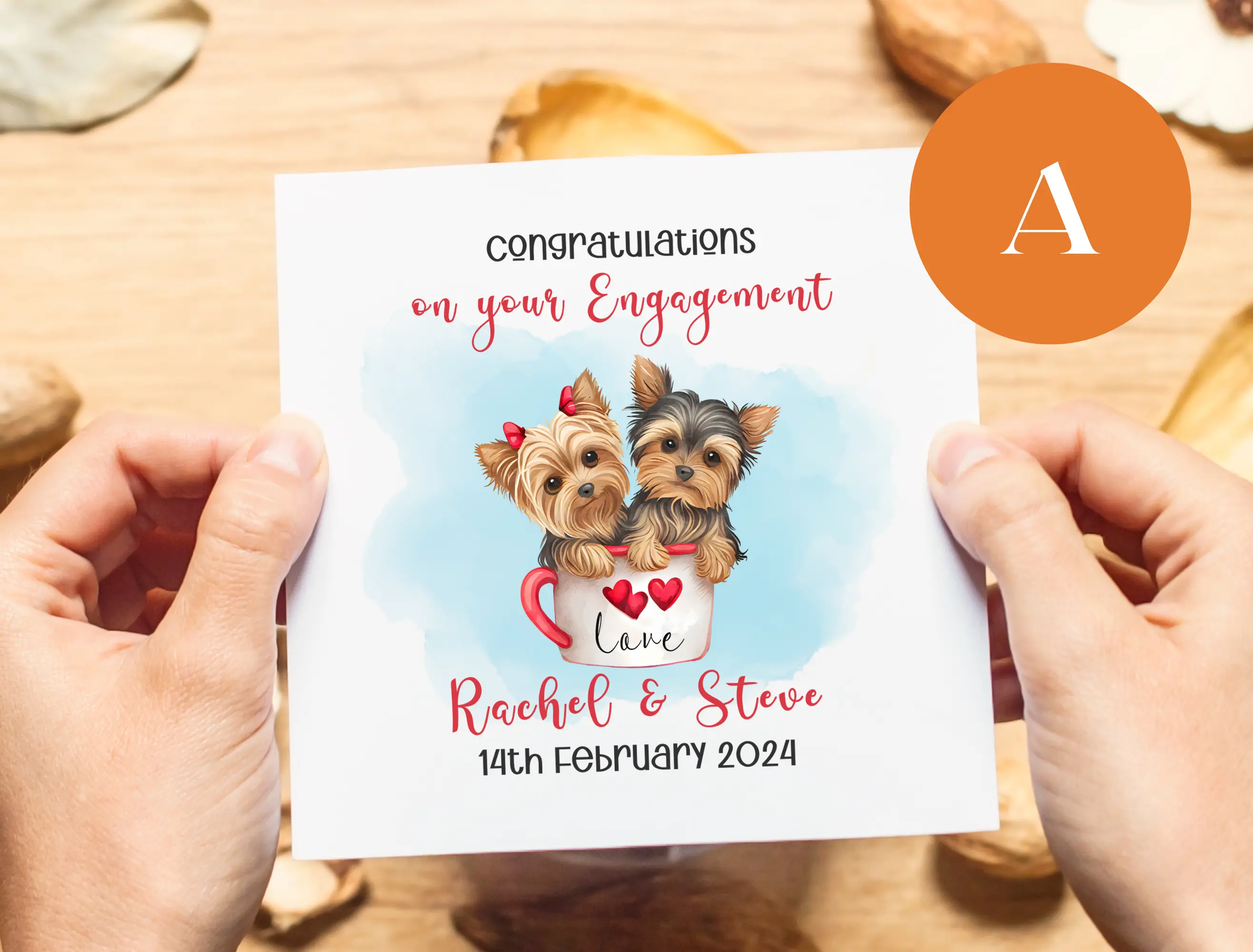 Cute engagement card with dogs for a couple