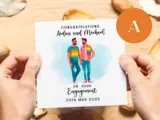 Engagement card gay couple personalised colourful