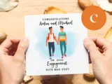 Engagement card gay couple personalised colourful