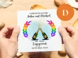Engagement card gay couple personalised colourful