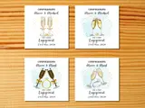 Personalised engagement card champagne glasses