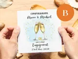 Personalised engagement card champagne glasses