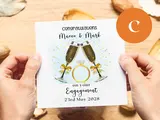 Personalised engagement card champagne glasses