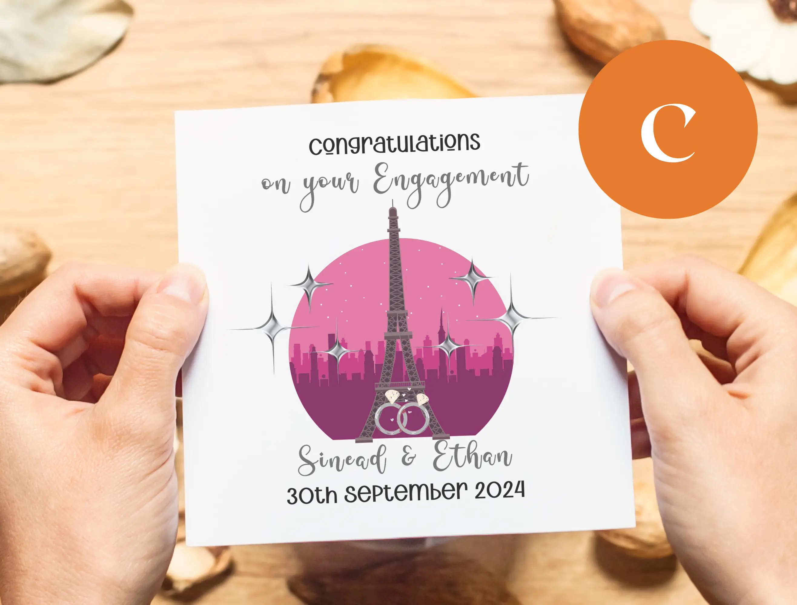 Personalised engagement card paris france theme