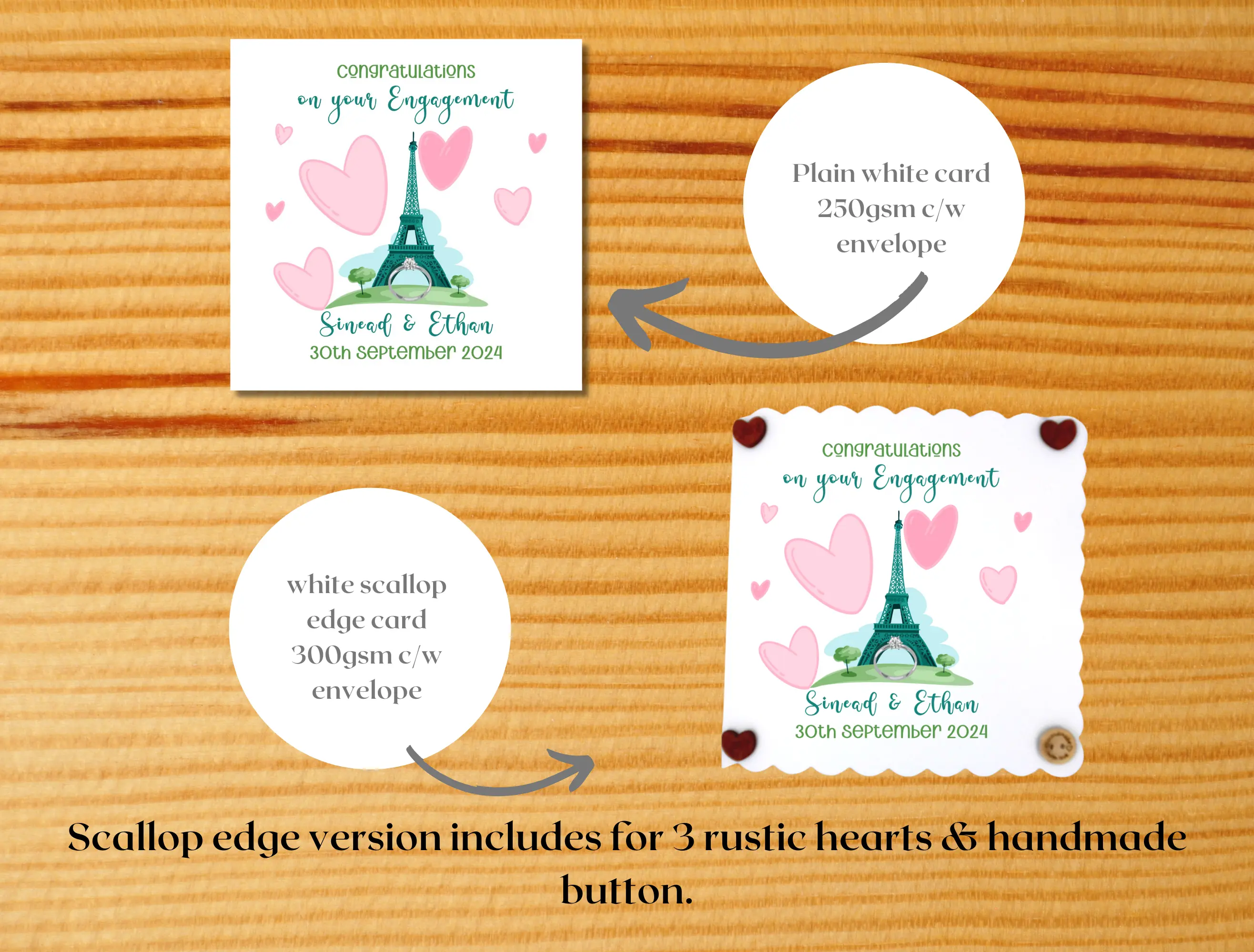 Personalised engagement card paris france theme