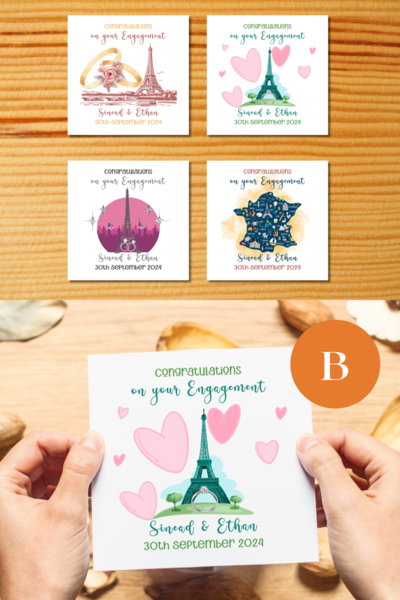 Personalised engagement card paris france theme