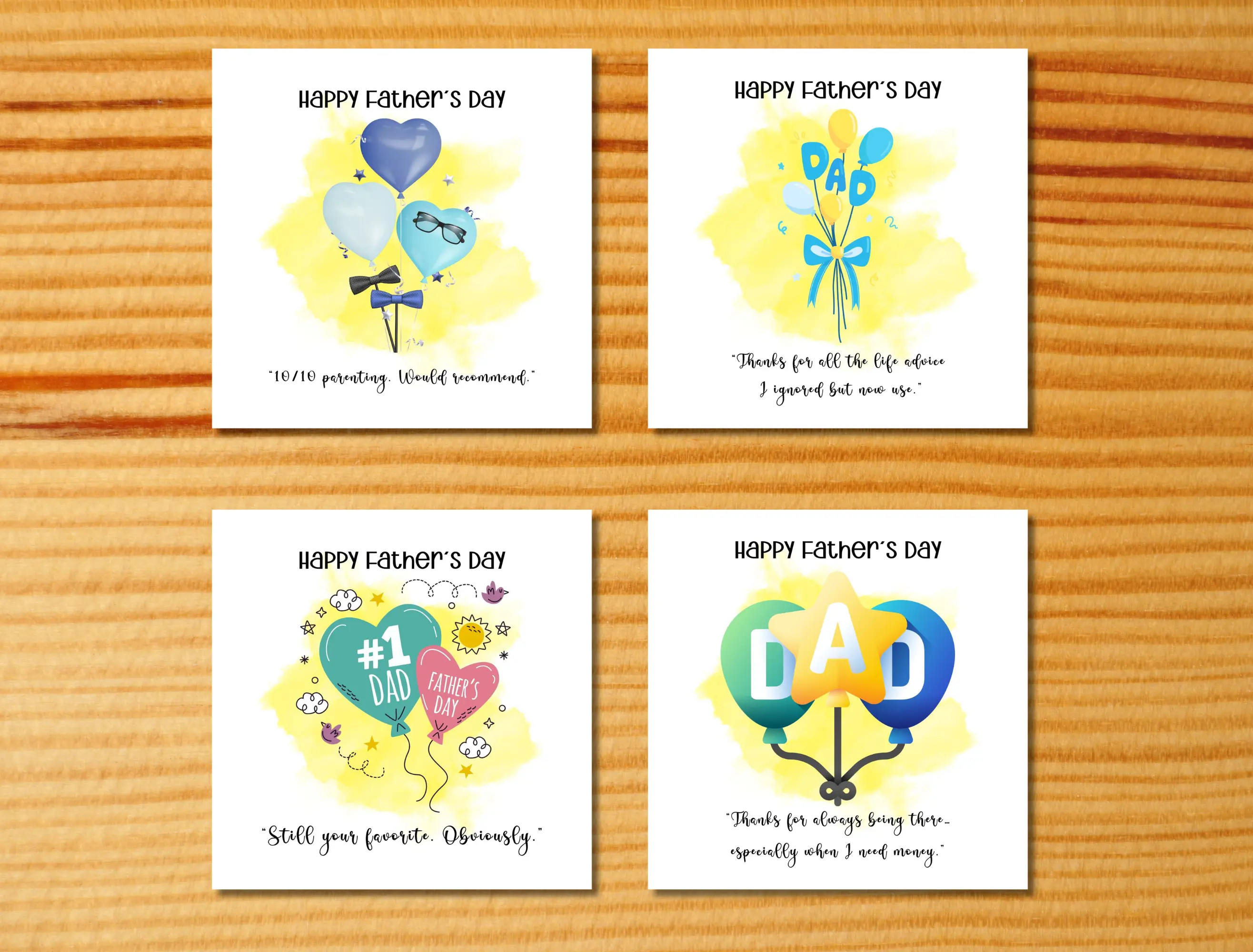 Happy fathers day card balloons quotes life favourite advice