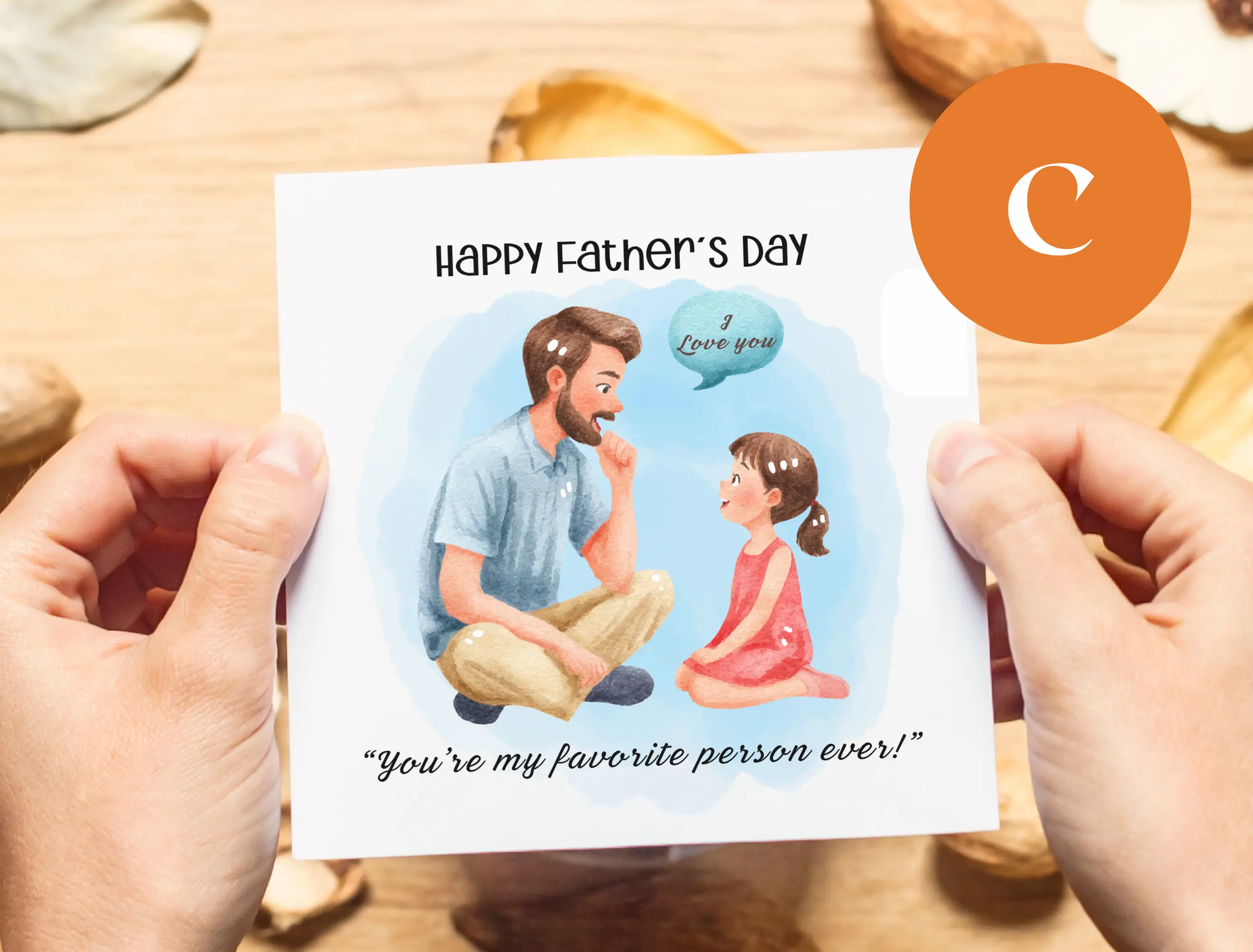 Happy fathers day card beard hugs carrying playing