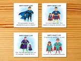 Happy fathers day greeting card girl superhero legend