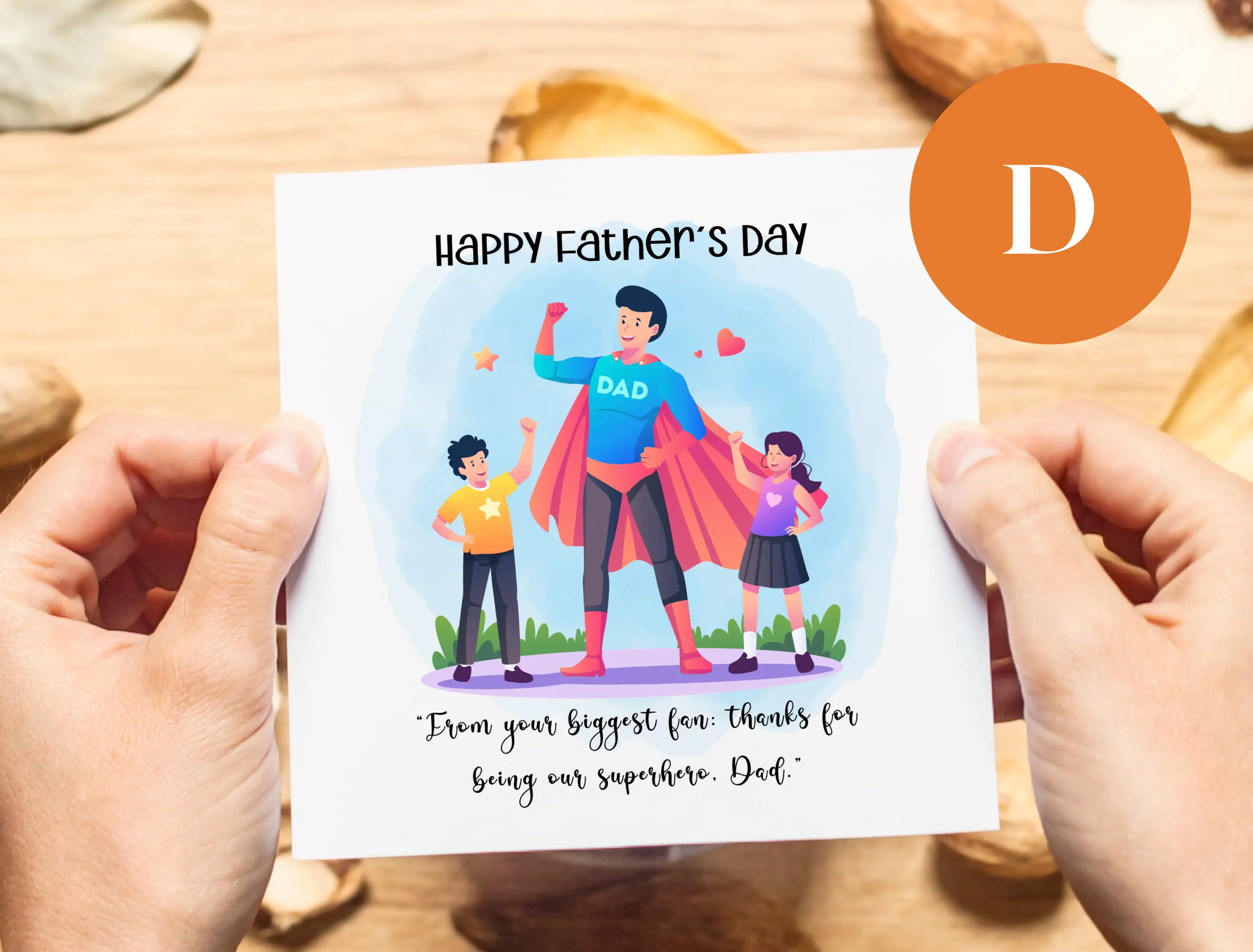 Happy fathers day greeting card son superhero sidekick