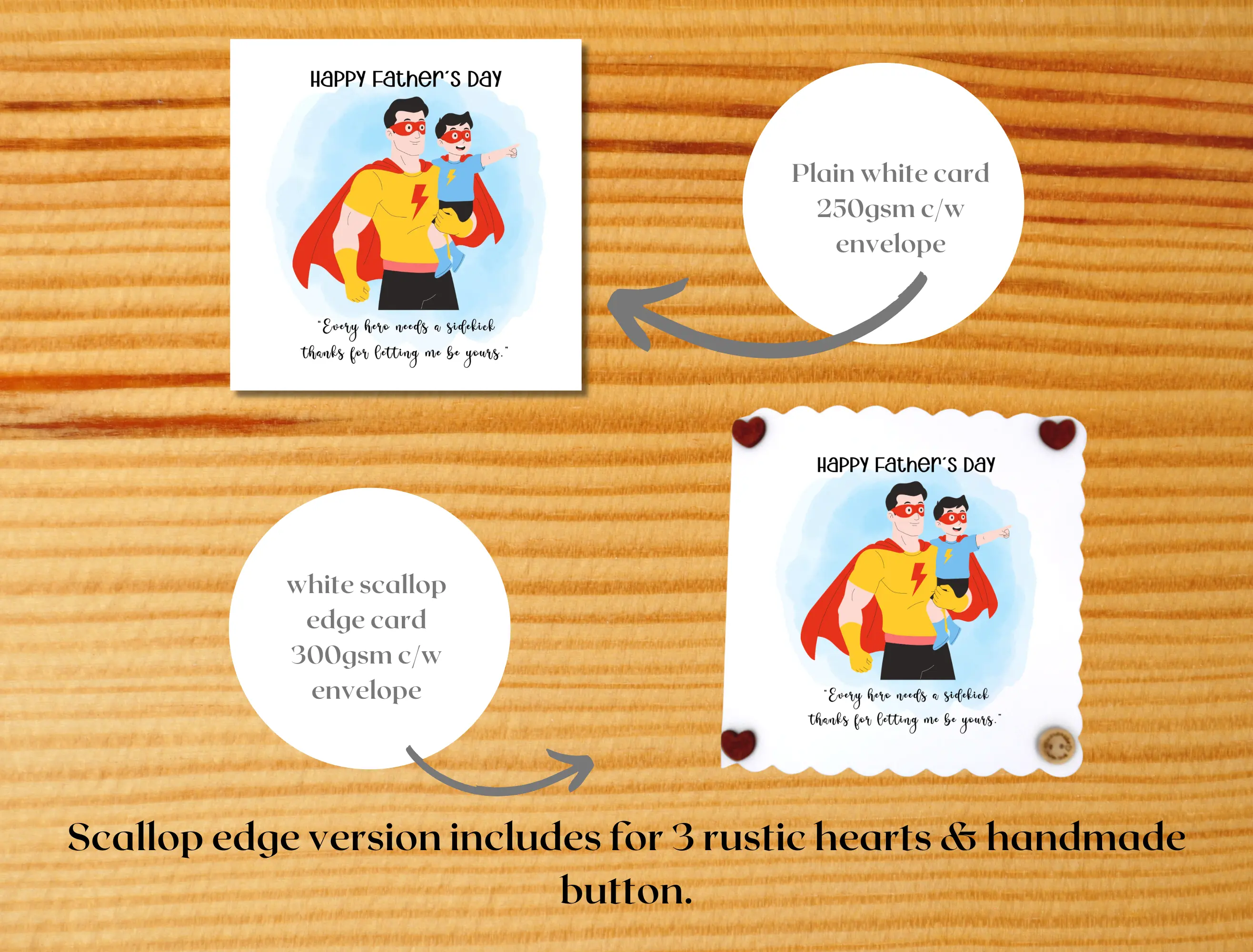 Happy fathers day greeting card son superhero sidekick