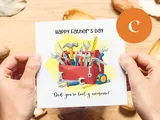 Happy fathers day greeting card tools pun hammer saw toolbox