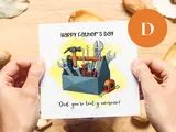 Happy fathers day greeting card tools pun hammer saw toolbox